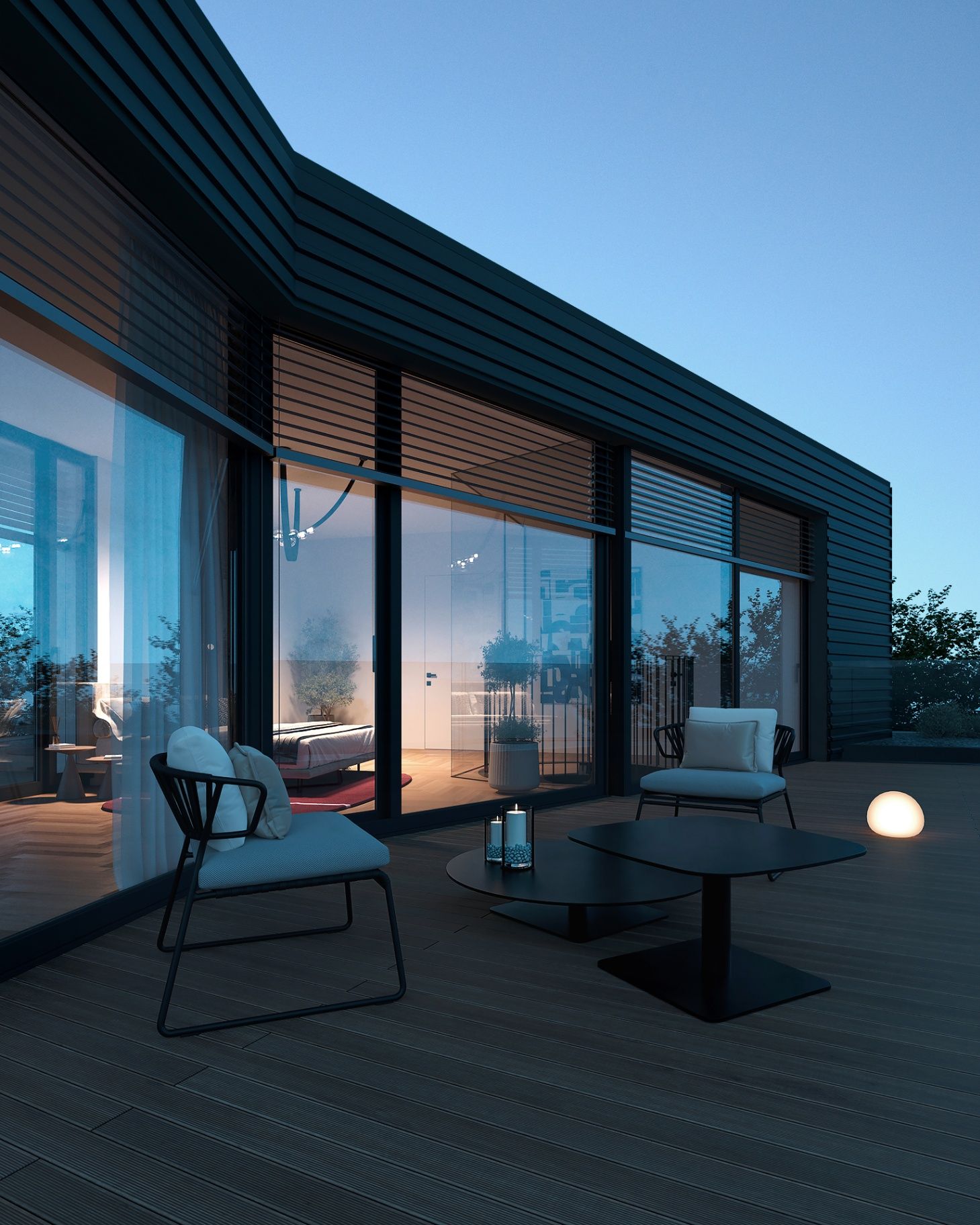 Terraza al anochecer